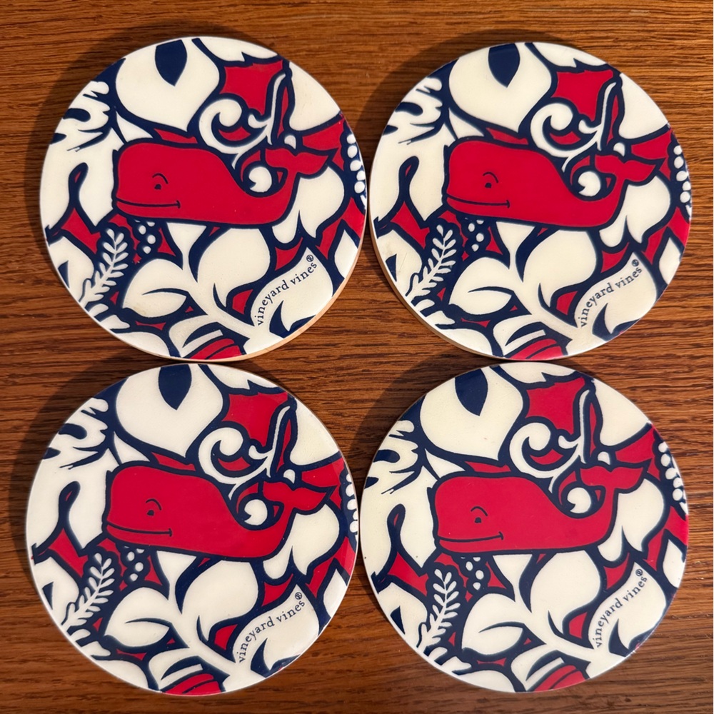Vineyard Vines x Target Red and Blue Whale Coasters